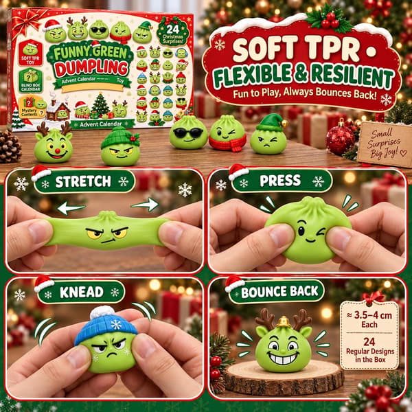 Julekalender 2026 med Squishies – 24 dages julenedtælling med søde Squishy minioverraskelser, sensorisk fidgetlegetøj, julegave