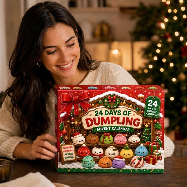 Julekalender 2026 med Squishy Dumplings – 24 Dages Julenedtælling med Søde Mini-overraskelser, Sensorisk Fidgetlegetøj