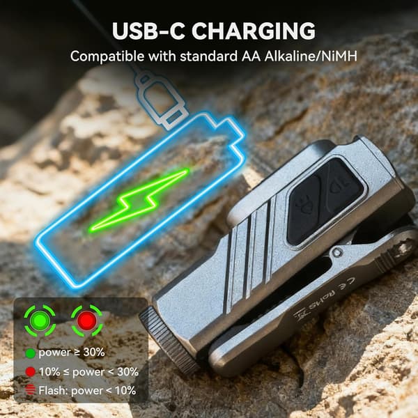 Sofirn ST10 Rechargeable LED Flashlight, 1000 Lumens, 660nm Red Light, USB-C, Magnet and Pocket Clip