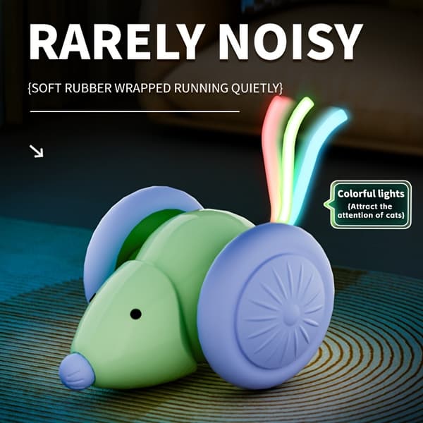 Interactive Cat Toy with Glowing Tail & Automatic Movement - USB-Powered Smart Motion Sensor Green & Purple