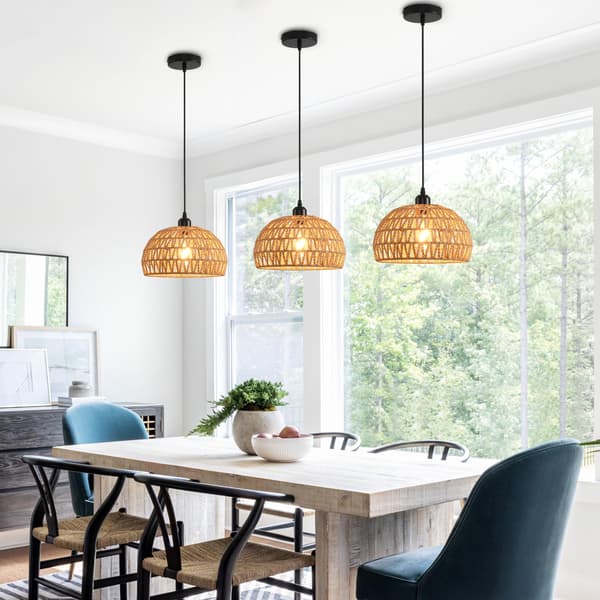 Bohemisk vävd kupolpendellampa - Brun, kuststil för matsal köksö barnrum entré sovrum - E27 (glödlampa ingår ej) Brown Excludes light bulb