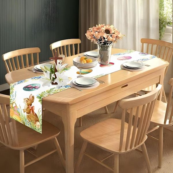 Easter Table Runner 33x183cm – Table Runner with Easter Eggs, Easter Decoration & Spring Decoration for Kitchen and Dining Room ZQ-303
