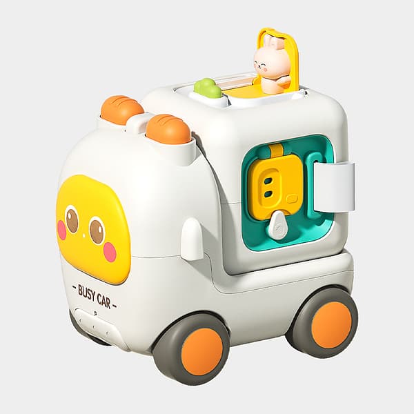 Montessori aktivitetskub 6-i-1 bus til børn 1+ år, sensorisk motoriklegetøj og pædagogisk busy cube