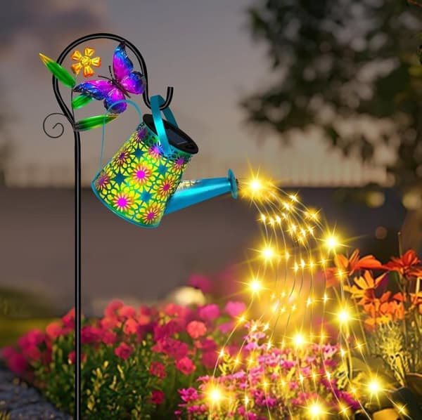 Solcellelampe Vandkande med LED – 2-pak Solcellelygte Havebelysning Udendørs