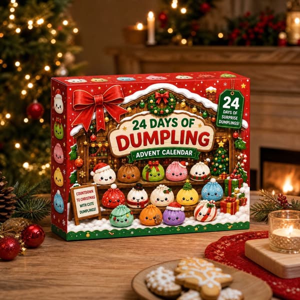 Julekalender 2026 med Squishy Dumplings – 24 Dages Julenedtælling med Søde Mini-overraskelser, Sensorisk Fidgetlegetøj