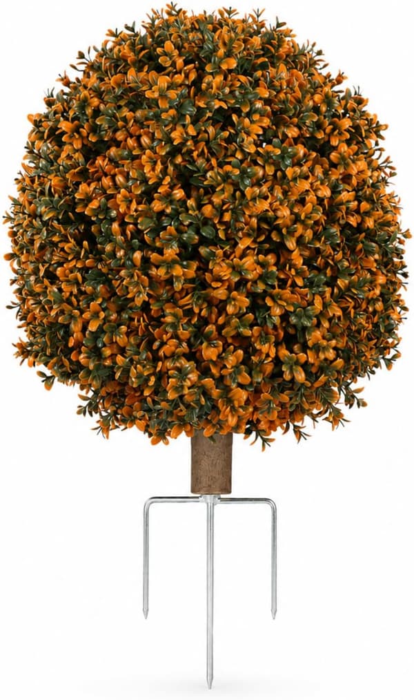 1 pakke 65 cm kunstig buksbom-topiary - efterårsboligindretning - stil 4 Orange+Green 1 Pack