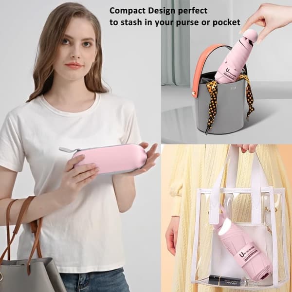 Automatic Folding Umbrella with UV Protection – Compact Windproof Umbrella for Sun & Rain rosa