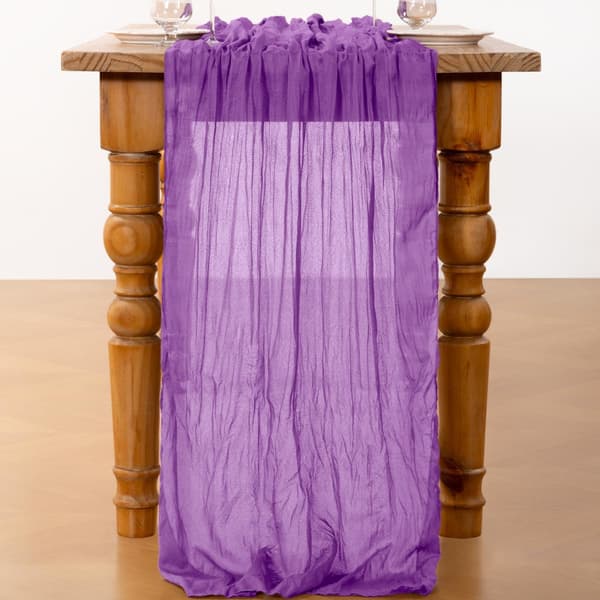 Sæt med 4 musselin bordløbere - Mørk lilla, 17x108 tommer Boho rustik stil Dark purple