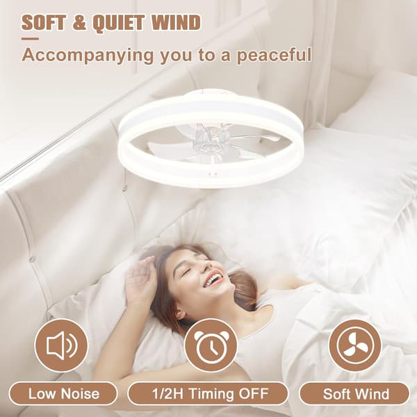 Bladeless Ceiling Fan 40 cm with LED Lighting 3000K–6500K, Remote Control and 360° Rotation Brown