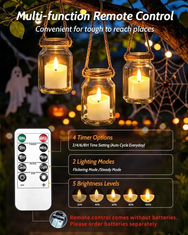 6-pack flameless LED tea lights with remote control and 2/4/6/8H timer, rechargeable candles with charging base for home Wavy