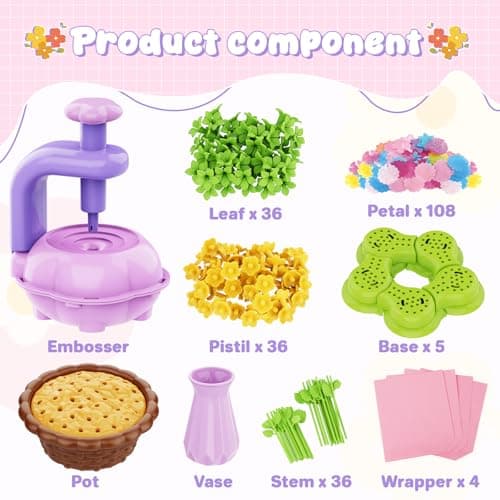 Creative Flower Fabric Set for Children Ages 4-8 | Educational Toy & Craft Workshop with Ready-Made Materials