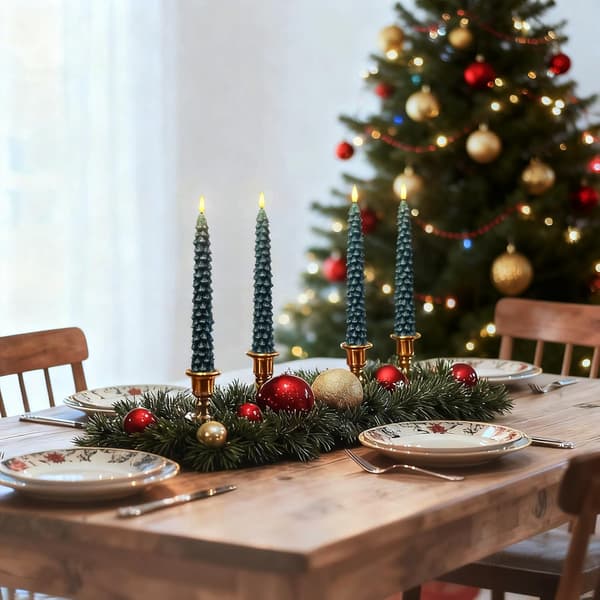 2/4-pakning 25 cm LED-stearinlys i juletredesign, realistisk voks, fjernkontroll og timer for juledekorasjon 2-PACK