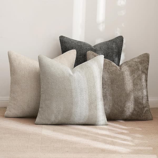 4-pak Pudebetræk 45x45 cm – Bløde Dekorative Chenille Pudebetræk i Neutral Farve til Sofa & Dagligstue