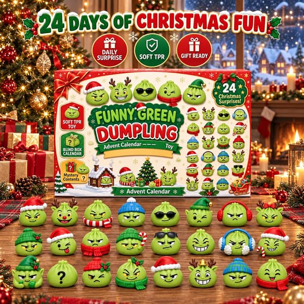 Julekalender 2026 med Squishies – 24 dages julenedtælling med søde Squishy minioverraskelser, sensorisk fidgetlegetøj, julegave