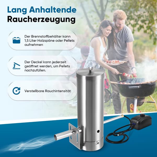 Opgraderet koldrøgsgenerator i rustfrit stål - BBQ-ryger til kød, førsteklasses madryger til grill