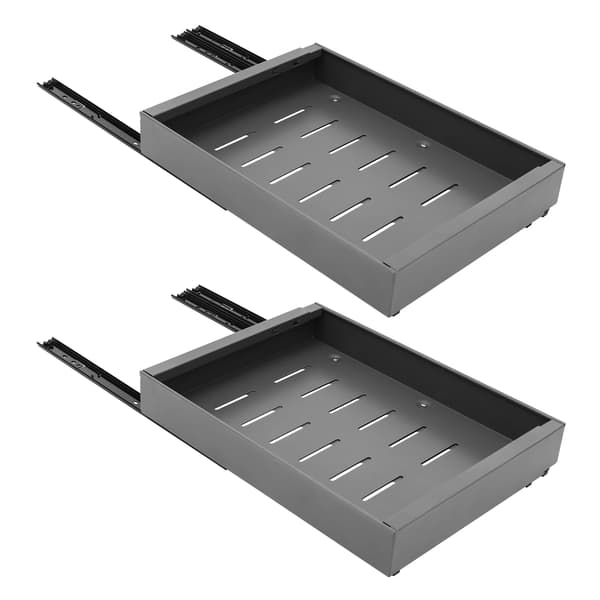 2-pack teleskopisk lådförvaring - Utdragbar enkellagersorganisatör för köksskåp - Grå Gray 2 PCS