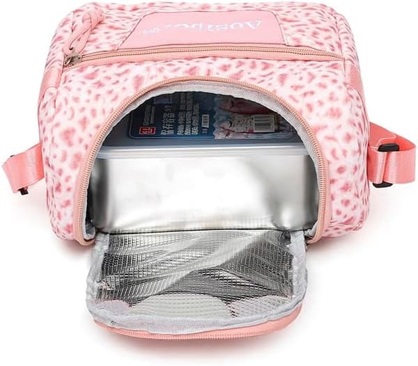 Leopard Print Backpack 3-in-1, Large Daypack with Insulated Lunch Bag and Storage Pouch Blue