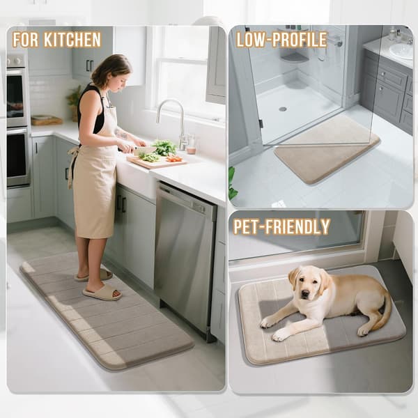 Memory Foam Bathroom Mat, Soft Absorbent and Quick-Drying, Non-Slip and Machine Washable Mat for Shower and Bathtub Light Grey 40x60cm