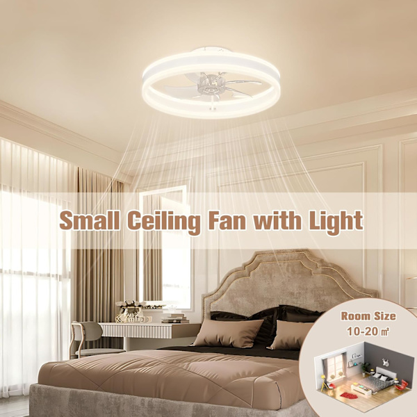 Bladeless Ceiling Fan 40 cm with LED Lighting 3000K–6500K, Remote Control and 360° Rotation Black