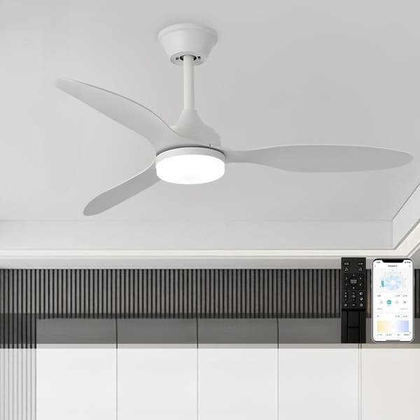 Ceiling Fan with LED Light 3CCT, 6 Speeds and Remote Control, Modern Ceiling Fan for Small Rooms White 107cm