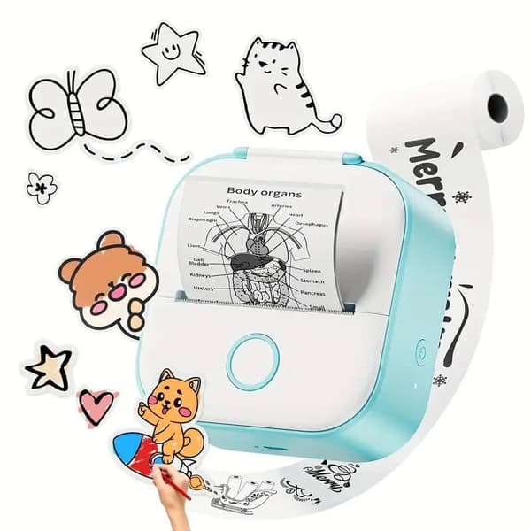 Termisk printer – Mini etiketprinter med Bluetooth, 50 mm etiketpapir, trådløs til iPhone, iPad og Android pink