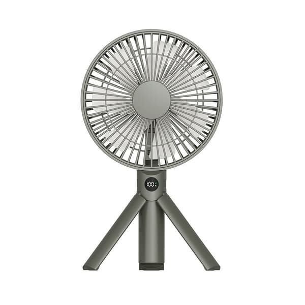 Bærbar campingventilator med stativ, USB genopladelig, flere hastigheder, stor luftstrøm, lav støj Green