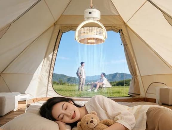 Blæksprutte Cirkulerende Køleventilator 100 Hastighed Clip-On Oscillerende Ventilator LCD Display Timer Klapvogn Camping Skrivebord Hængende Bærbar Ventilator Khaki