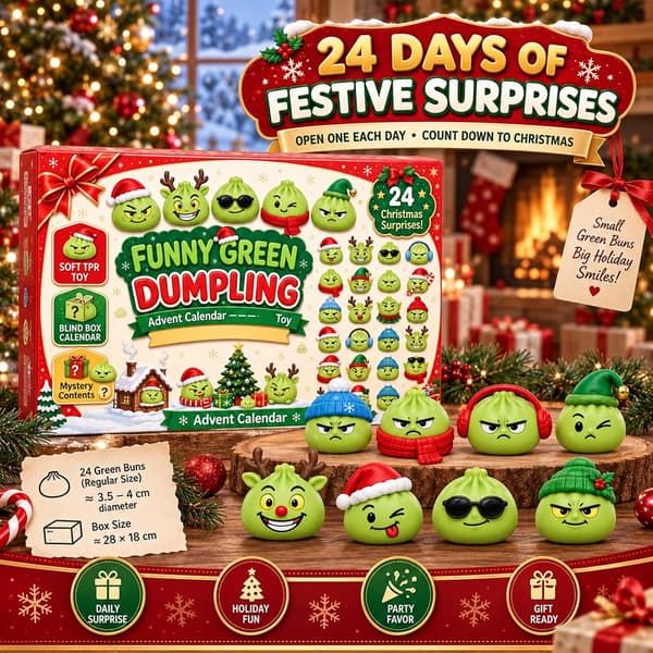 Julekalender 2026 med Squishies – 24 dages julenedtælling med søde Squishy minioverraskelser, sensorisk fidgetlegetøj, julegave