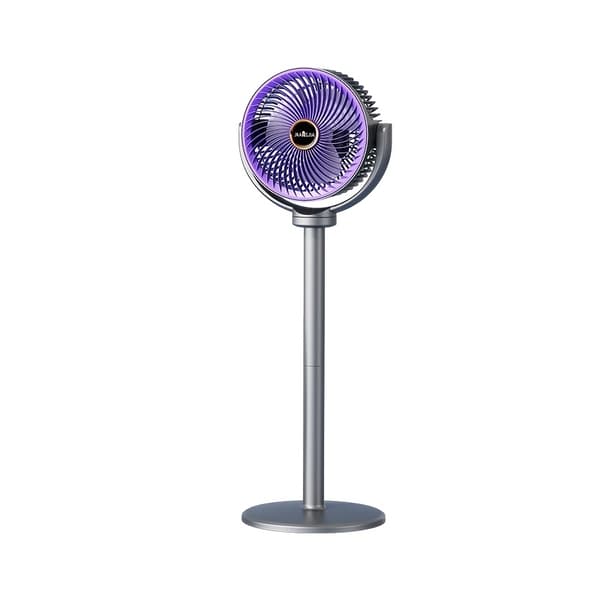Bærbar bord-, stand- og gulvventilator, 5 hastigheder, 3-i-1 luftcirkulator, 2400mAh genopladelig Grey