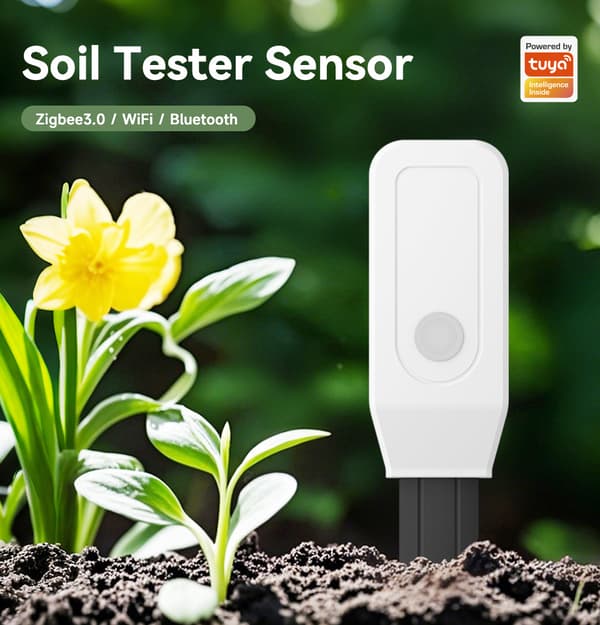Tuya Jordfuktighetssensor - Temperaturdetektering, Smart Bevattningsövervakning för Växter Trädgård - iOS App - Vit (WiFi-version) Version Wi-Fi