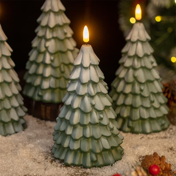 1/2/3/4-pak juletræsformede LED-stearinlys med realistisk voks, flammeløse og batteridrevne til jul og vinter 4PCS