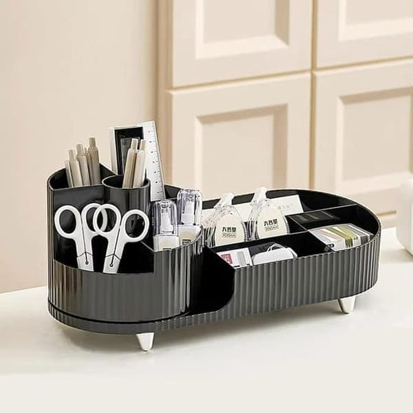Makeupstativ Makeupopbevaring Makeup Organizer – Roterende Kosmetisk Opbevaringsboks med 360° Rotation og Stor Kapacitet sort