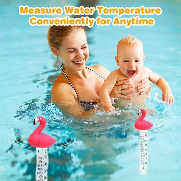 Stor flydende pooltermometer – Letlæselig, viser Fahrenheit & Celsius, til pools, spabade, saunabade & akvarier Red