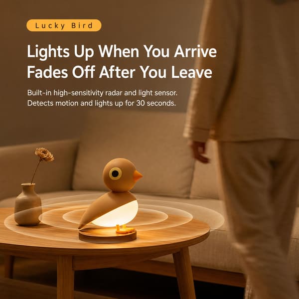 Genopladelig Fugle Vægnatlampe, Bevægelsessensor, Magnetisk Montering & Berøringskontrol Brown