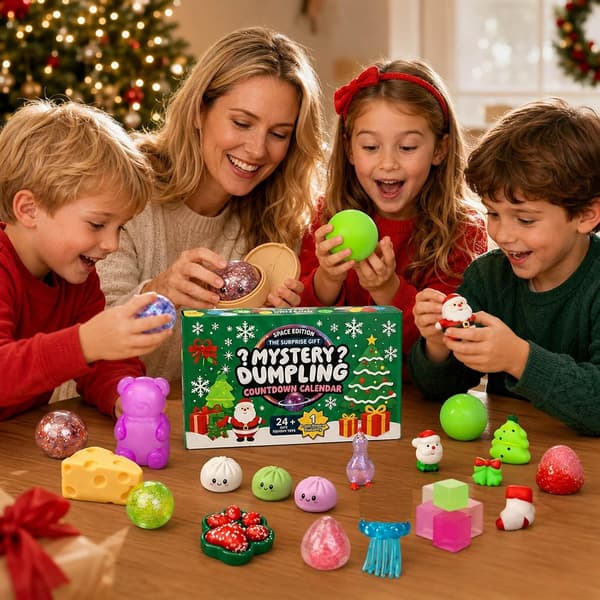 Julekalender 2026 Squishy Bao Bolle – 24 Dages Blind Box-Overraskelser, Bløde Stresslegetøj og Søde Figurer