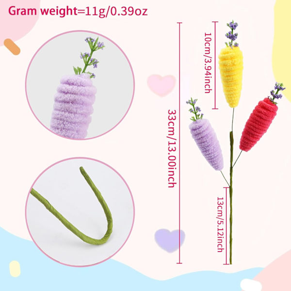 Easter Decoration Carrot Picks 6-Pack – DIY Easter Ornaments for Bouquets, Easter Trees & Tables, Spring Party Decor Home A