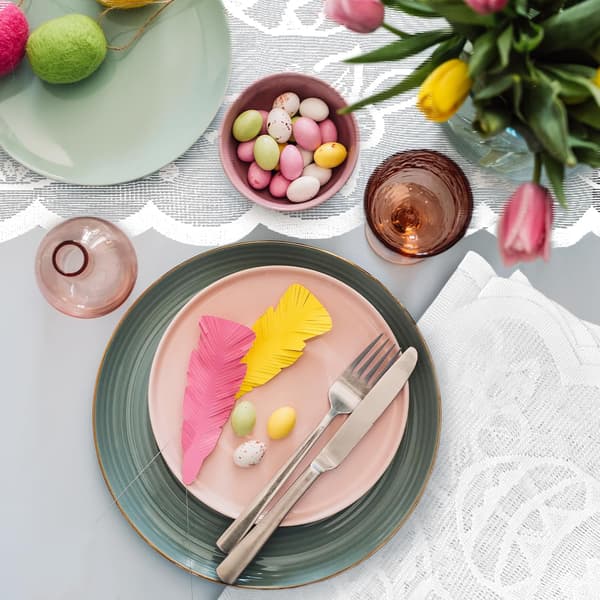 Easter Table Runner 183x33 cm - Decorative Easter Table Runner with Rabbits, Spring and Easter Decoration for Living Room Home Pink