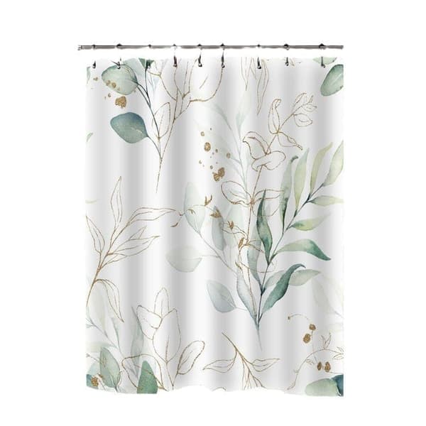 Bruseforhæng med Eukalyptusblade – 180x180 cm, Tekstil i Polyester, Skimmelresistent & Vandafvisende