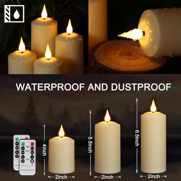 Flameless LED Pillar Candles, Rechargeable with Remote Control and Timer, Classic Design for Christmas and Halloween 6-S+M+L