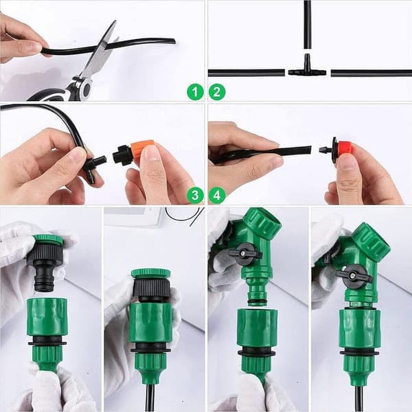 Automatisk drypvandingssystem 158 dele – Micro-Drip Kit til have, græsplæne, planter & landskab