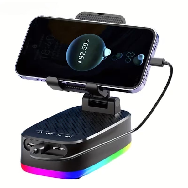 Wireless Bluetooth Speaker 6W, Compact Stereo with RGB Light, USB-C and Non-Slip Base