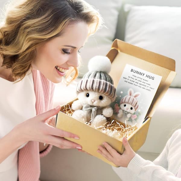 Mini Rabbit Plush in Box – Cute Easter Bunny, Perfect Easter Gift & Easter Decoration for Women and Men Blue