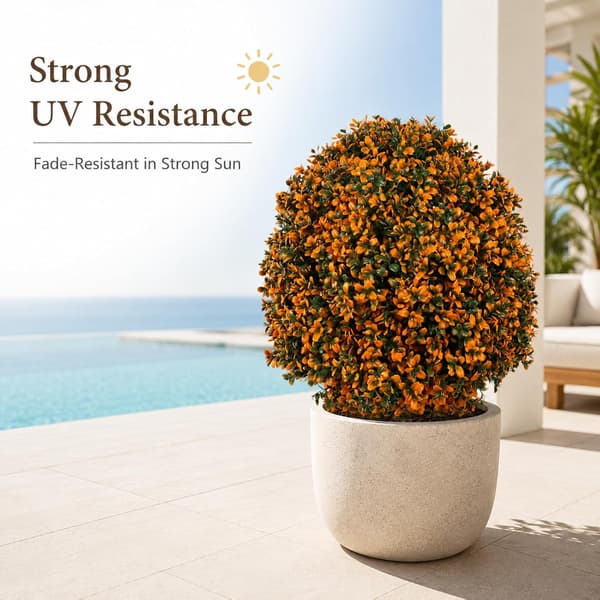 2-pak 65 cm kunstig buksbom-topiary - efterårsboligindretning - stil 4 Orange+Green 2 Pack