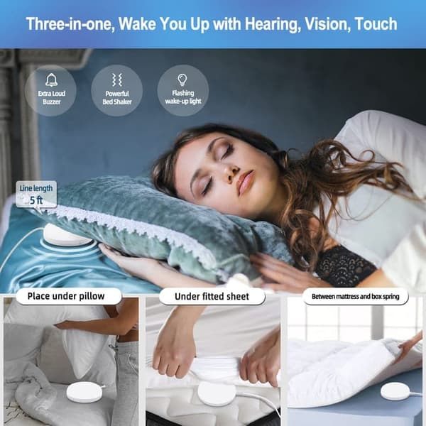 Extra Strong Digital Alarm Clock for Deep Sleepers | With Bed Shaker + Adjustable LED Lighting | Dual Alarm & Snooze Function vit