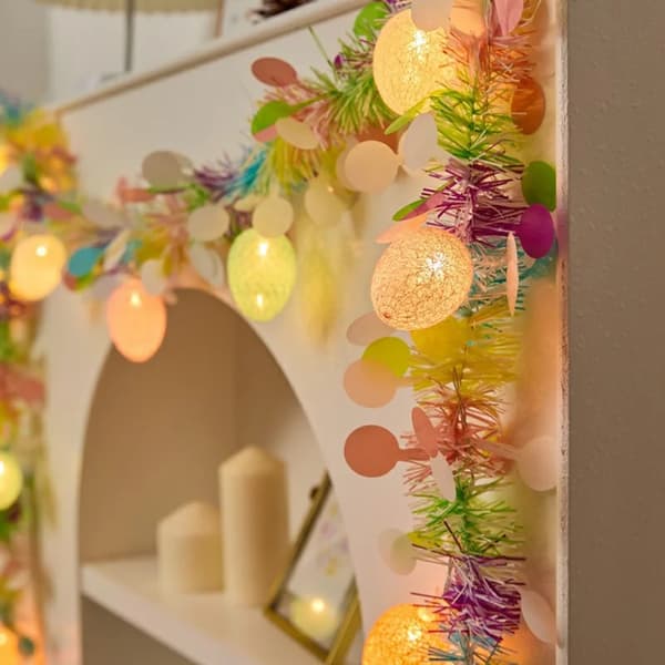 Easter Egg LED Light String 2m/4m with 10-20 Lights, Battery-Powered Decorative Lamp for Party and Home 4M 20LED-Battery-powered