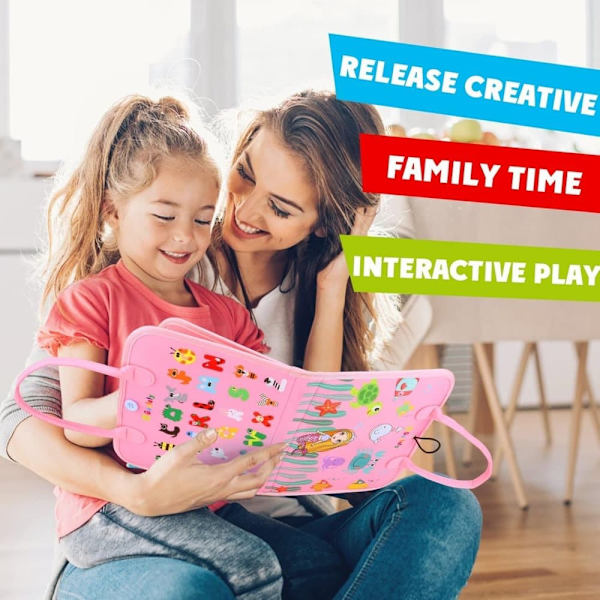 Montessori Busy Board Toy för Barn 1–4 År – Utbildande Sensorisk Lekbräda rosa