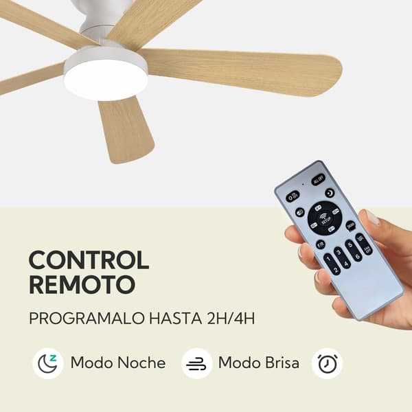 Modern takfläkt, Ø106 cm, CCT LED-ljus, tyst DC-motor, 6 hastigheter, ABS-blad