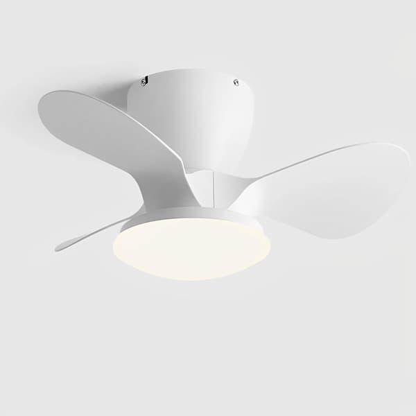 Ceiling fan with LED lighting 24 W, 6 speeds, 3 ABS blades, silent, remote control and wall switch White 61cm-Remote Control