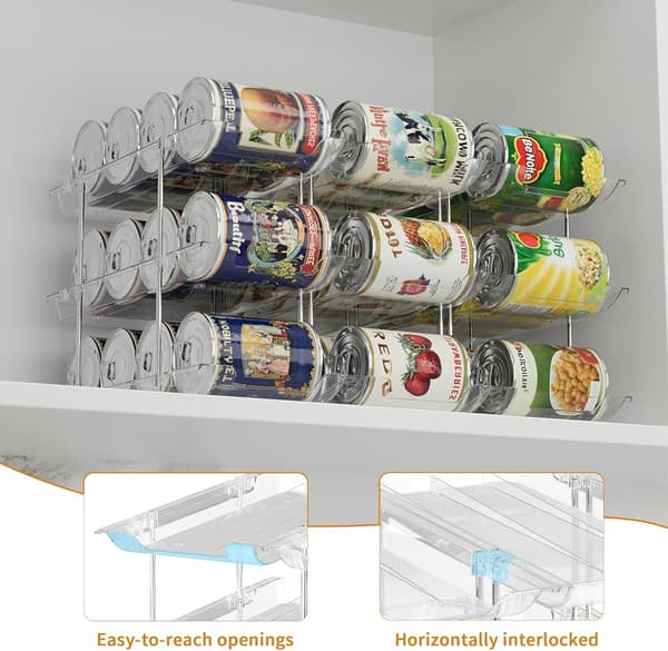 Smart Rolling Can Sorter - Transparent Food Storage for Pantry & Cabinets | Automatic Feeding with Wheels