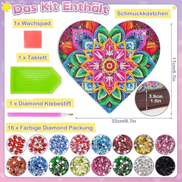 Diamantmålning Pysselset Barn – DIY Smyckeskrin & Diamond Art Present